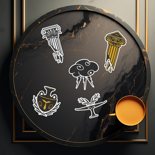 Set of 5 stickers - Black & Yellow