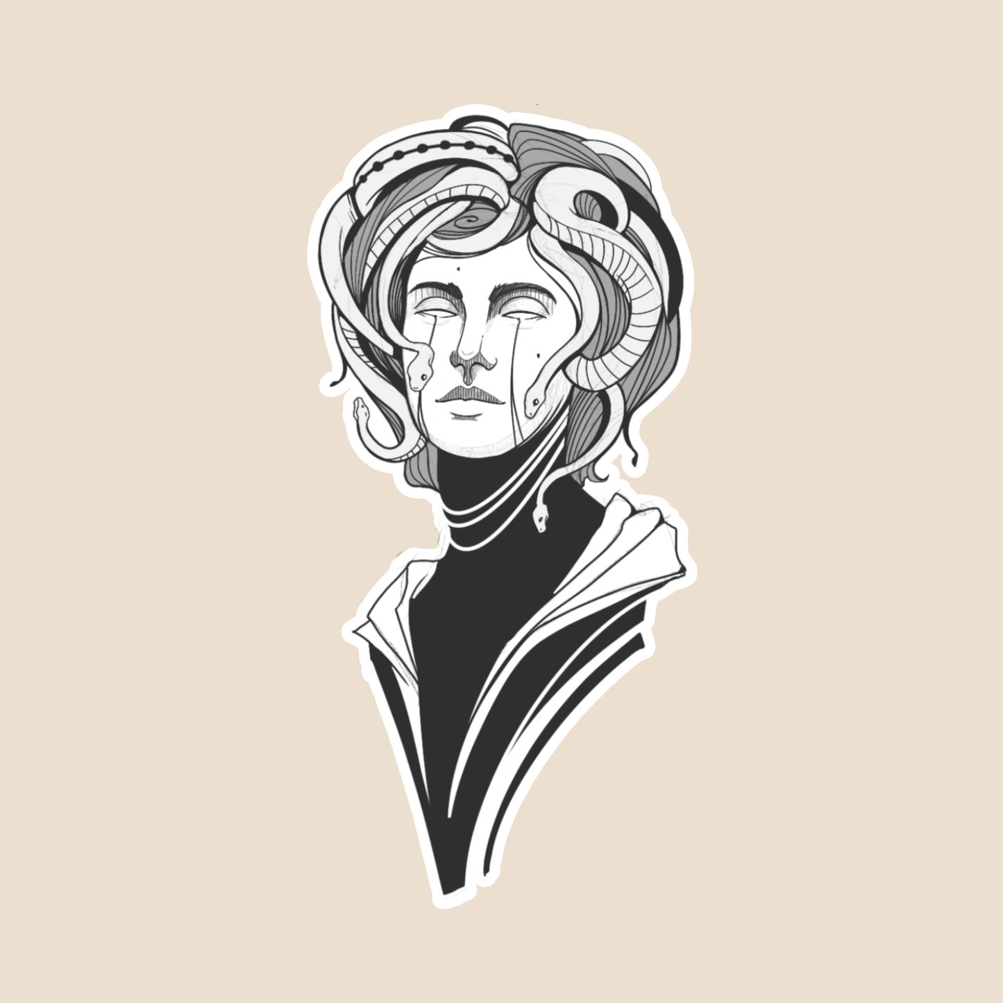 Set of 5 Stickers - Black &amp; Gray Portraits